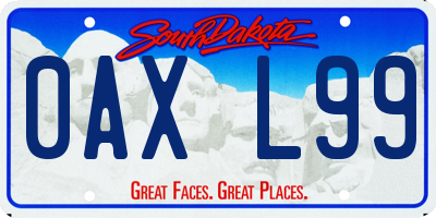 SD license plate 0AXL99