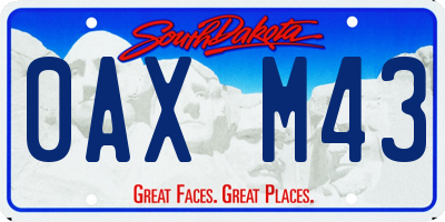 SD license plate 0AXM43