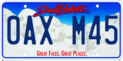 SD license plate 0AXM45