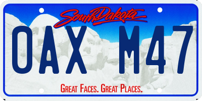 SD license plate 0AXM47