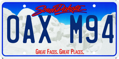 SD license plate 0AXM94