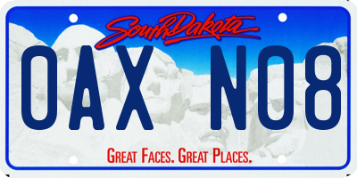 SD license plate 0AXN08