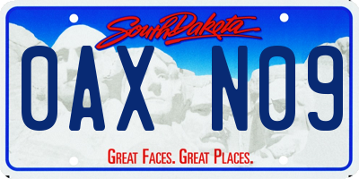 SD license plate 0AXN09