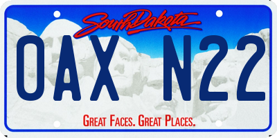 SD license plate 0AXN22