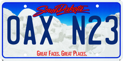 SD license plate 0AXN23