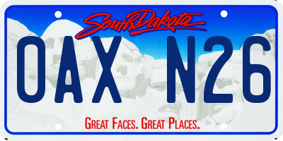 SD license plate 0AXN26
