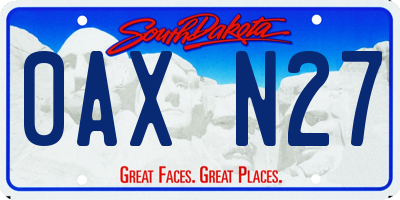 SD license plate 0AXN27