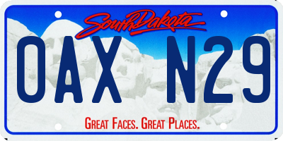 SD license plate 0AXN29