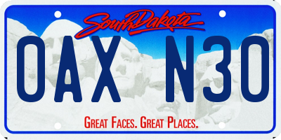 SD license plate 0AXN30