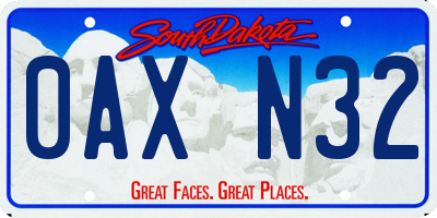SD license plate 0AXN32