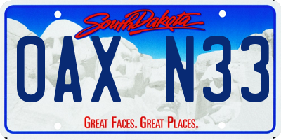 SD license plate 0AXN33