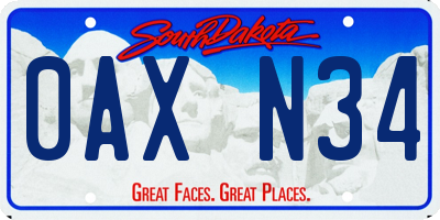 SD license plate 0AXN34
