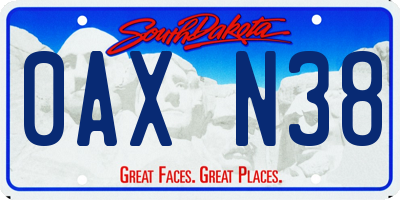 SD license plate 0AXN38