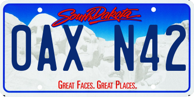SD license plate 0AXN42