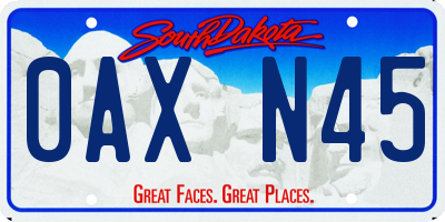 SD license plate 0AXN45