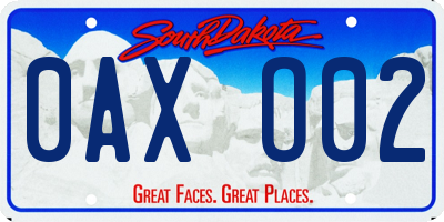 SD license plate 0AXO02