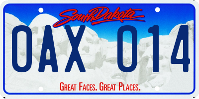 SD license plate 0AXO14