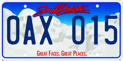 SD license plate 0AXO15
