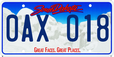 SD license plate 0AXO18
