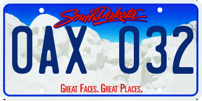 SD license plate 0AXO32