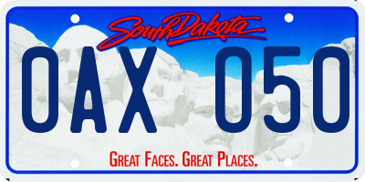 SD license plate 0AXO50