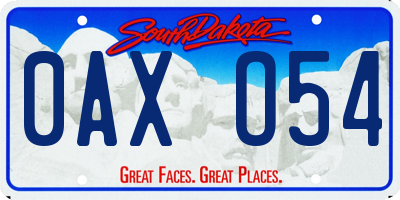 SD license plate 0AXO54