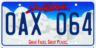 SD license plate 0AXO64