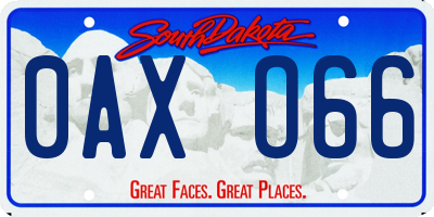 SD license plate 0AXO66