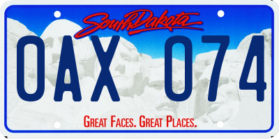 SD license plate 0AXO74