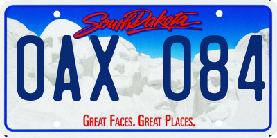 SD license plate 0AXO84