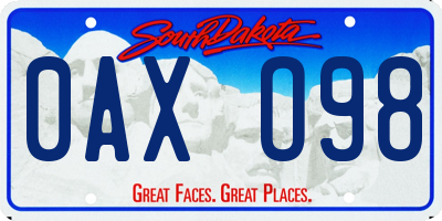 SD license plate 0AXO98