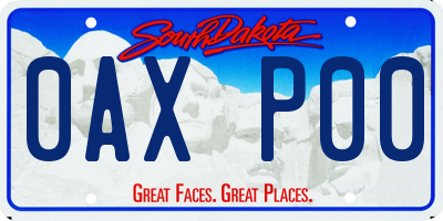 SD license plate 0AXP00