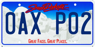 SD license plate 0AXP02