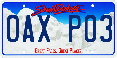 SD license plate 0AXP03