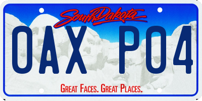 SD license plate 0AXP04