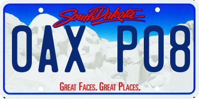 SD license plate 0AXP08