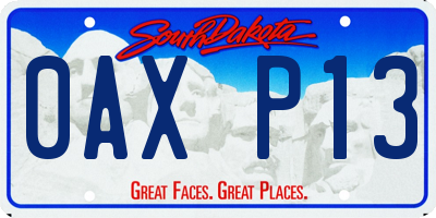 SD license plate 0AXP13