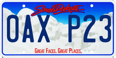 SD license plate 0AXP23