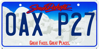 SD license plate 0AXP27