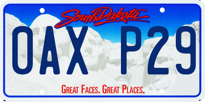 SD license plate 0AXP29