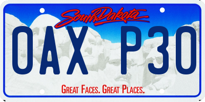 SD license plate 0AXP30