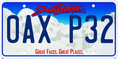 SD license plate 0AXP32