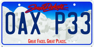 SD license plate 0AXP33