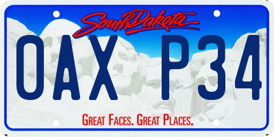 SD license plate 0AXP34