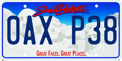 SD license plate 0AXP38