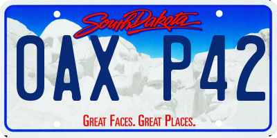 SD license plate 0AXP42