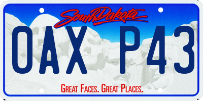 SD license plate 0AXP43