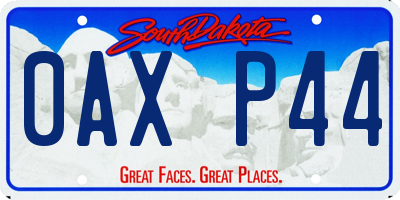 SD license plate 0AXP44