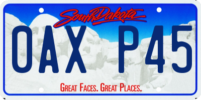 SD license plate 0AXP45