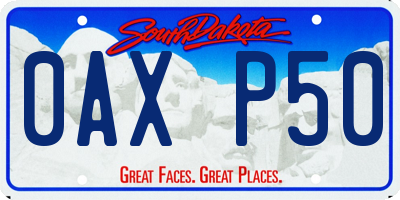 SD license plate 0AXP50